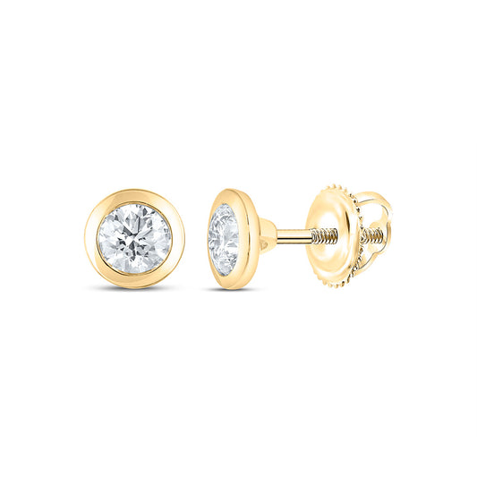 14k Yellow Gold 0.625 CTW Lab Grown Diamond Round Bezel Solitarie Stud Earrings