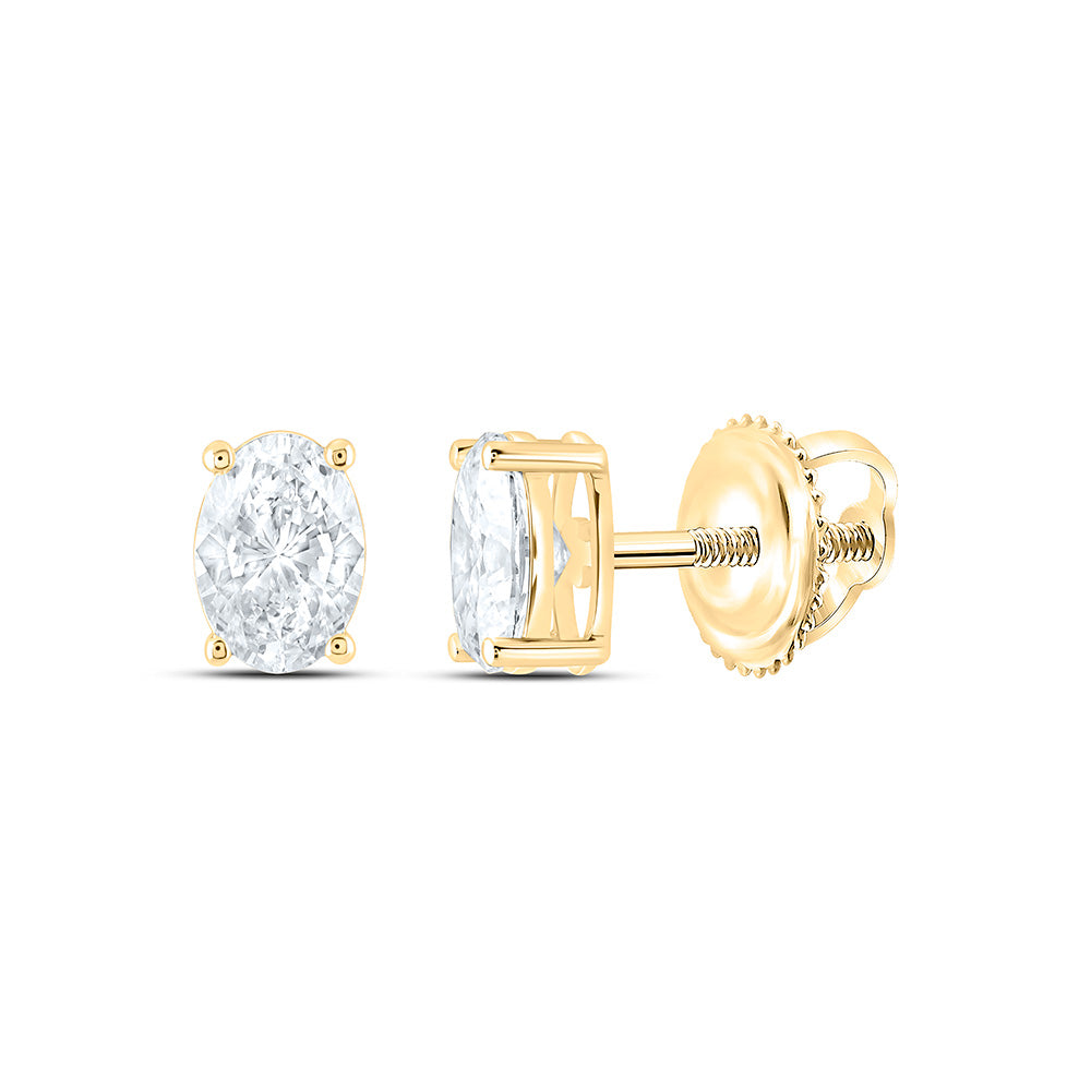 14k Yellow Gold 0.5 CTW Lab Grown Diamond Oval Solitarie Stud Earrings