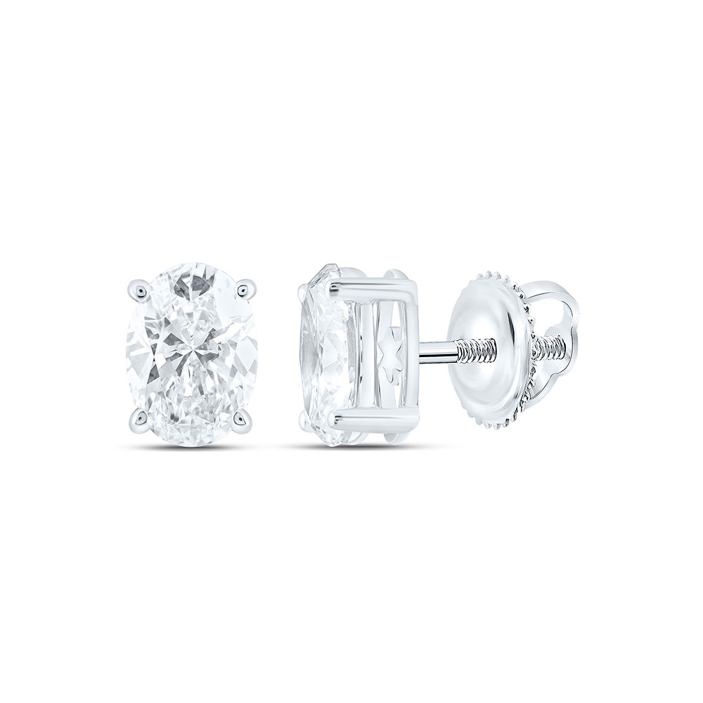 14k White Gold 0.625 CTW Lab Grown Diamond Oval Solitarie Stud Earrings