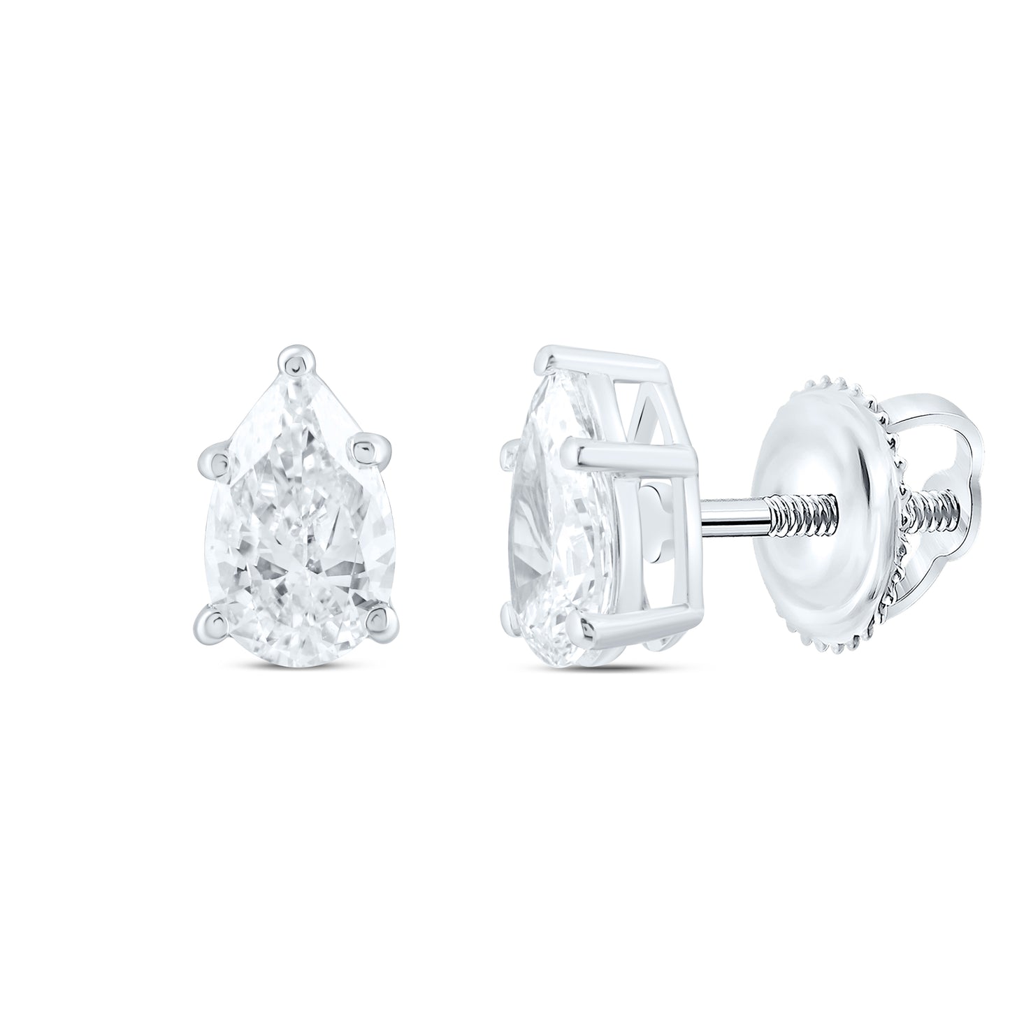 14k White Gold 0.5 CTW Lab Grown Diamond Pear Solitarie Stud Earrings