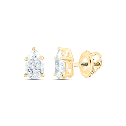 14k Yellow Gold 0.5 CTW Lab Grown Diamond Pear Solitarie Stud Earrings