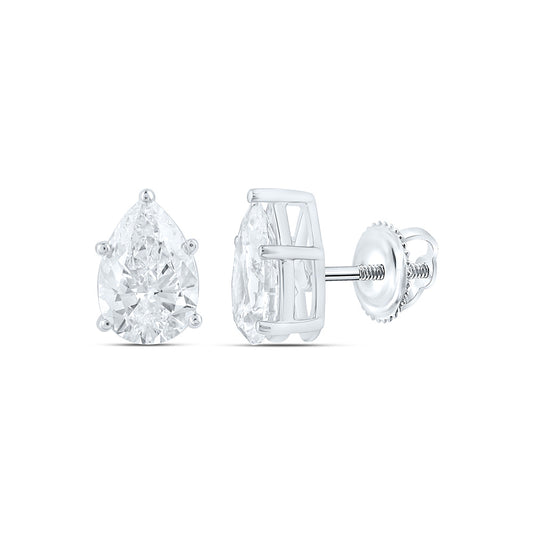 14k White Gold 1 CTW Lab Grown Diamond Pear Solitarie Stud Earrings