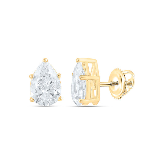 14k Yellow Gold 1 CTW Lab Grown Diamond Pear Solitarie Stud Earrings