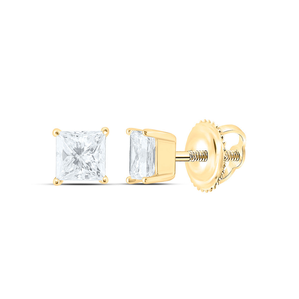 14k Yellow Gold 0.5 CTW Lab Grown Diamond Princess Solitarie Stud Earrings