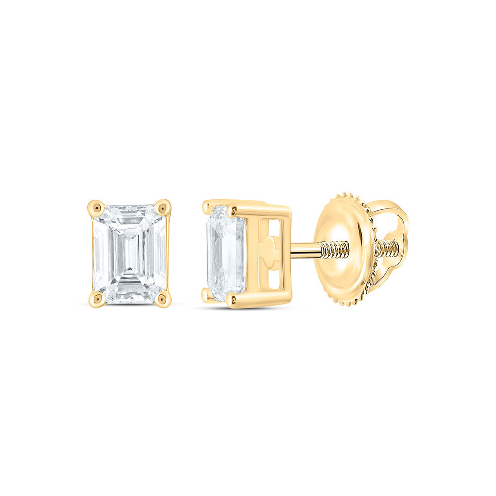 14k Yellow Gold 0.5 CTW Lab Grown Diamond Emerald Solitarie Stud Earrings