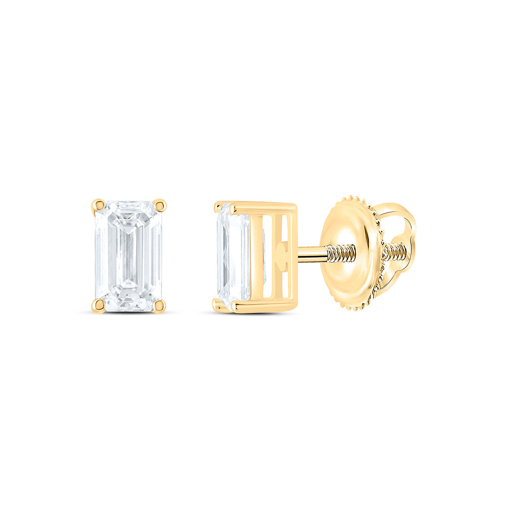 14k Yellow Gold 0.625 CTW Lab Grown Diamond Emerald Solitarie Stud Earrings