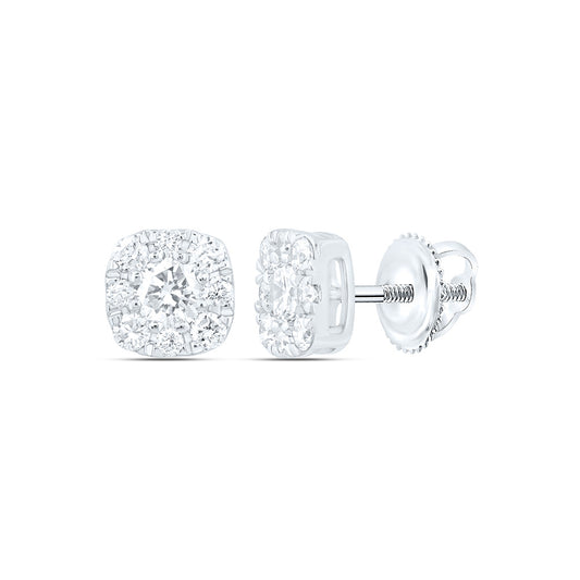 14k White Gold 0.5 CTW Lab Grown Diamond Fashion Cushion Stud Earrings