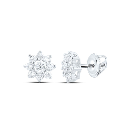 14k White Gold 0.5 CTW Lab Grown Diamond Fashion Flower Stud Earrings