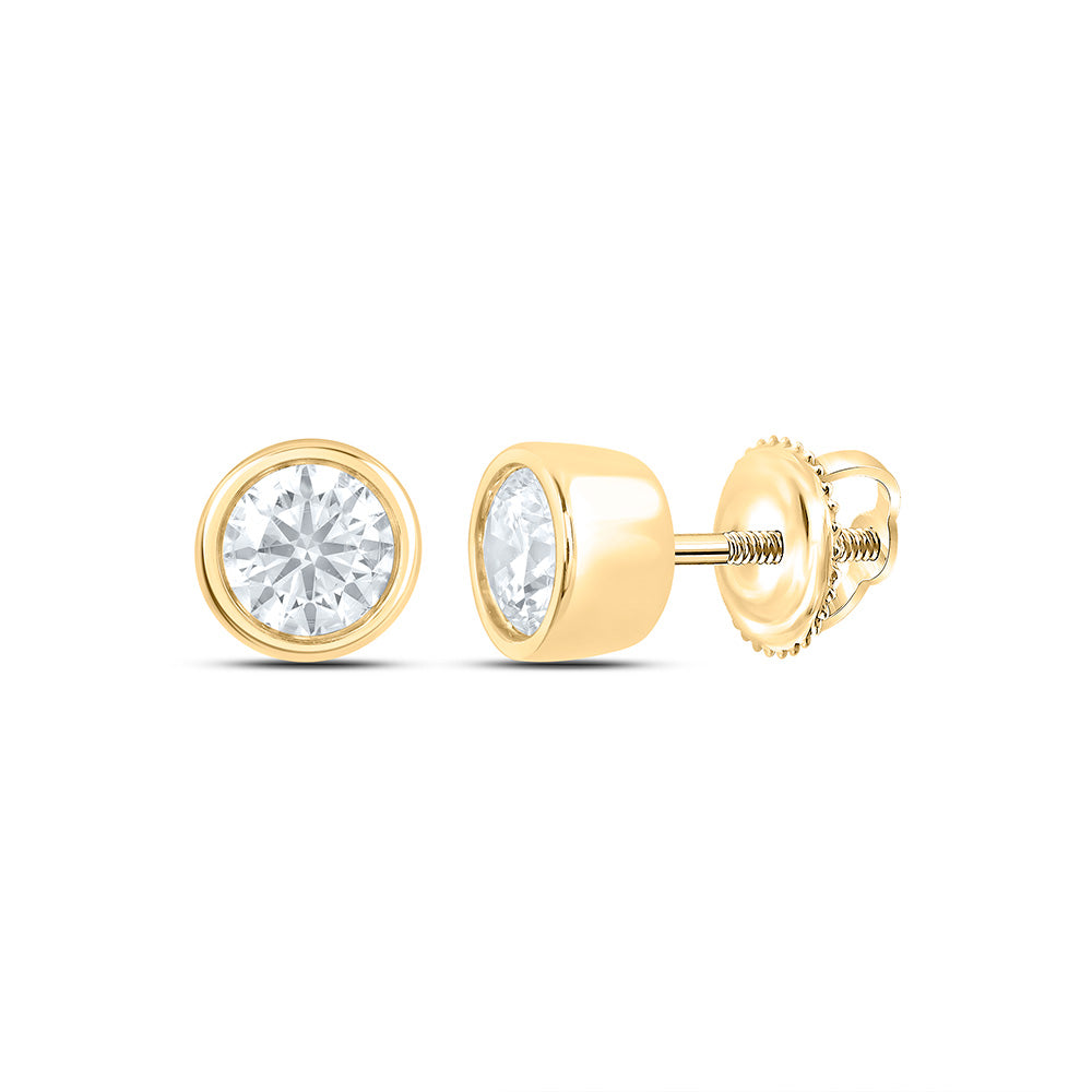 14k Yellow Gold 0.5 CTW Lab Grown Diamond Fashion Round Bezel Stud Earrings