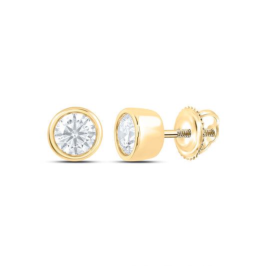 14k Yellow Gold 0.5 CTW Lab Grown Diamond Fashion Round Bezel Stud Earrings