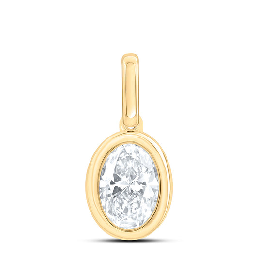 14k Yellow Gold 1 CTW Lab Grown Diamond Fashion Oval Bezel Pendant