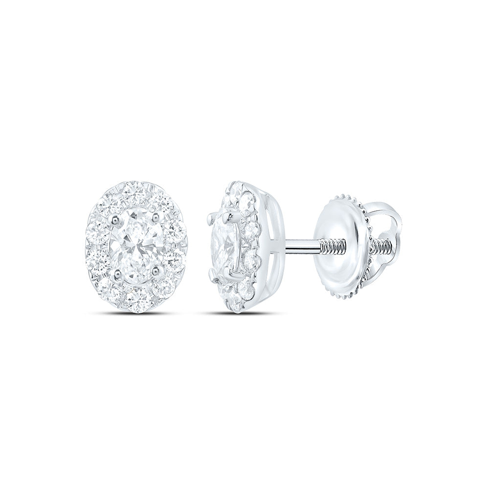 14k White Gold 0.5 CTW Lab Grown Diamond Fashion Oval Stud Earrings