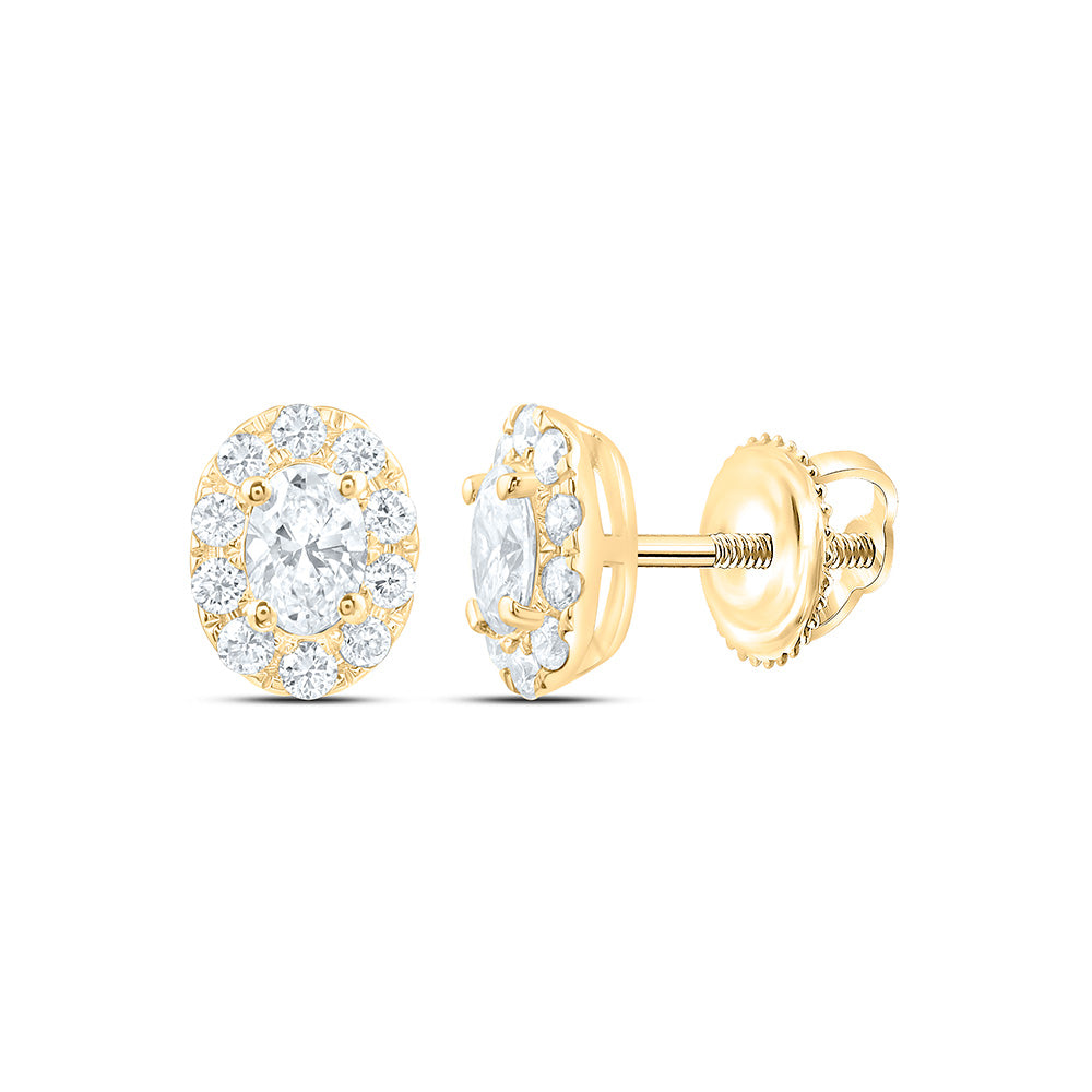 14k Yellow Gold 0.5 CTW Lab Grown Diamond Fashion Oval Stud Earrings