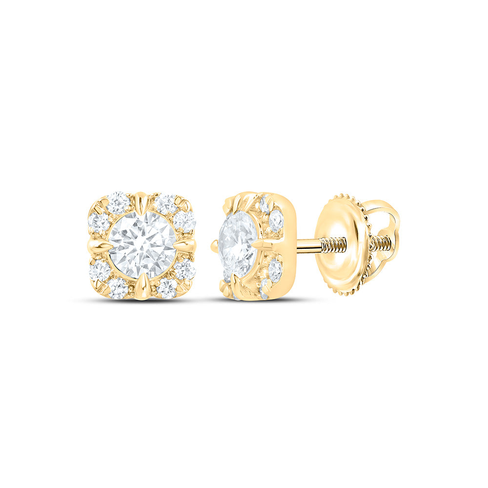 14k Yellow Gold 0.5 CTW Lab Grown Diamond Fashion Cushion Stud Earrings