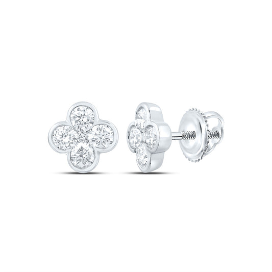 14k White Gold 0.5 CTW Lab Grown Diamond Fashion Clover Stud Earrings