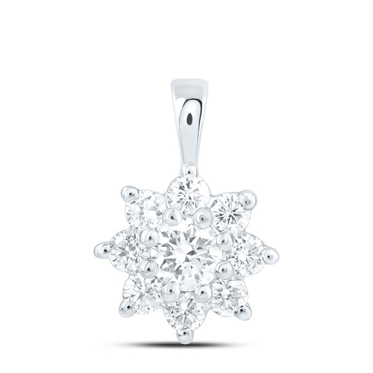 14k White Gold 0.5 CTW Lab Grown Diamond Fashion Flower Pendant
