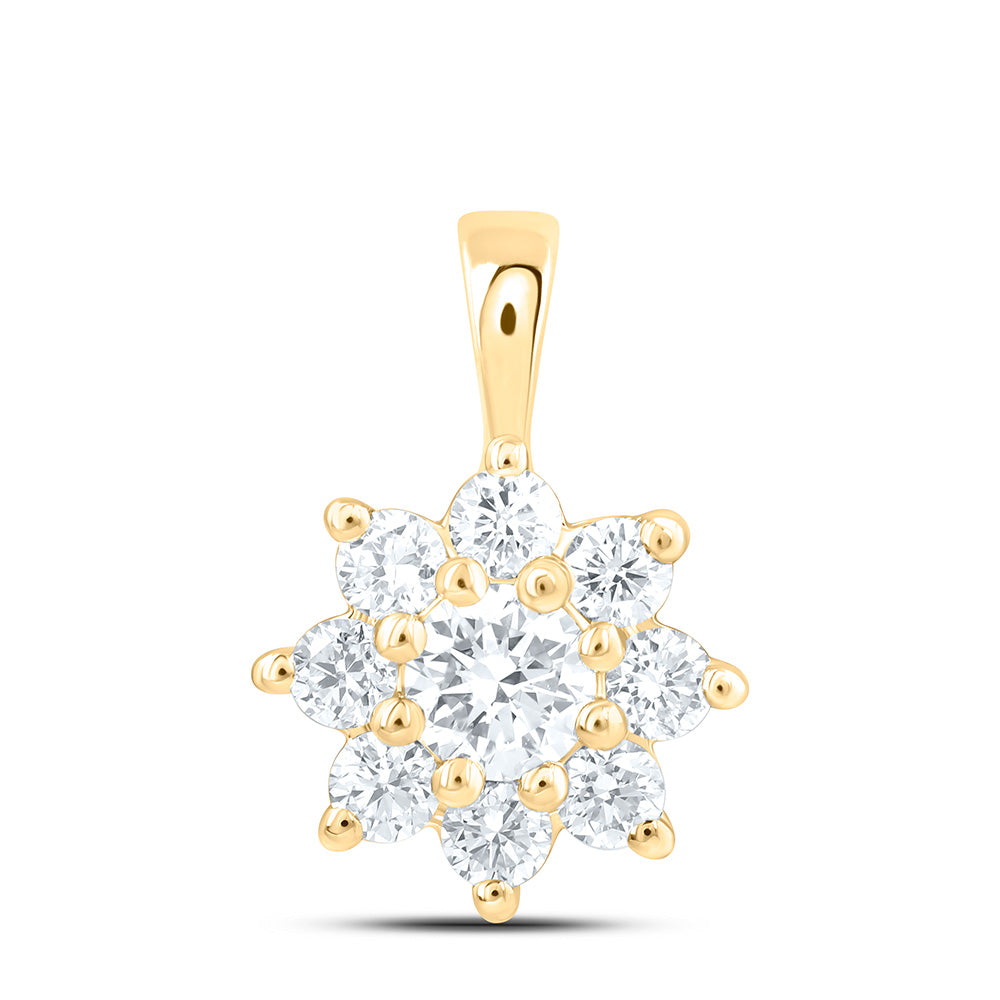 14k Yellow Gold 0.5 CTW Lab Grown Diamond Fashion Flower Pendant