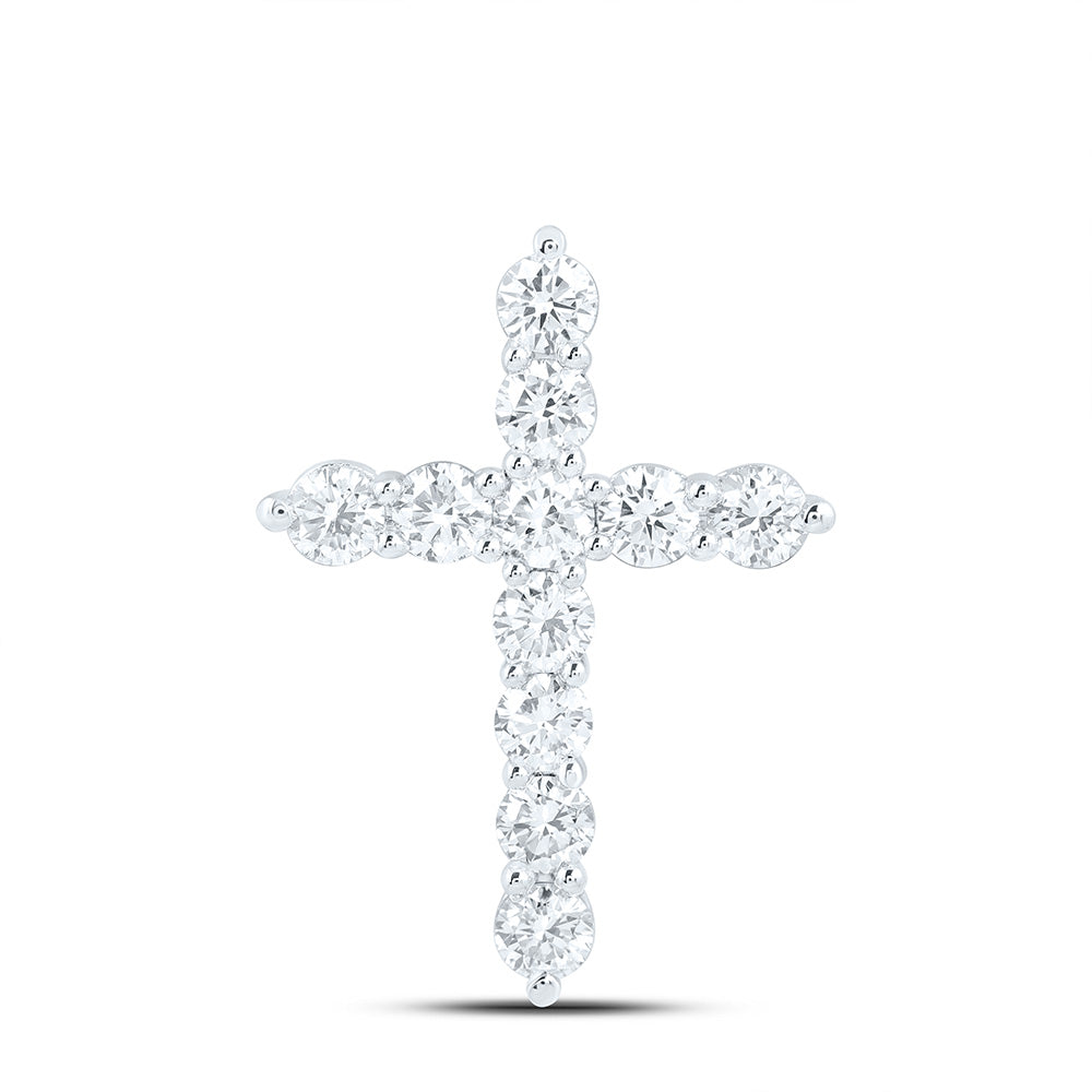 14k White Gold 1 CTW Lab Grown Diamond Fashion Cross Pendant
