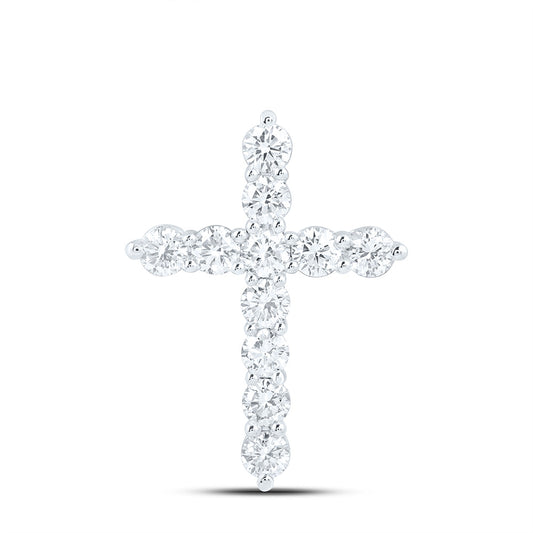 14k White Gold 1 CTW Lab Grown Diamond Fashion Cross Pendant