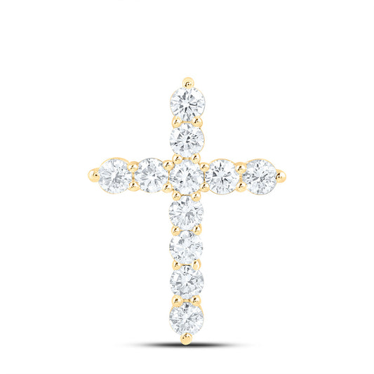 14k Yellow Gold 1 CTW Lab Grown Diamond Fashion Cross Pendant