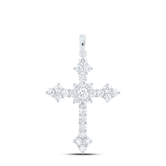 14k White Gold 1 CTW Lab Grown Diamond Fashion Cross Pendant