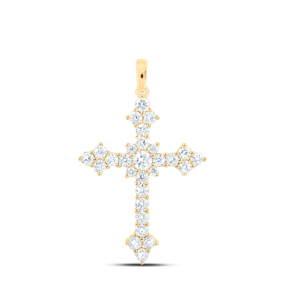 14k Yellow Gold 1 CTW Lab Grown Diamond Fashion Cross Pendant