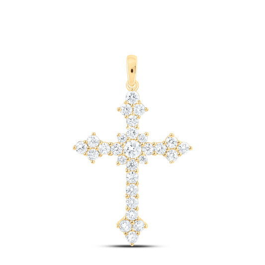14k Yellow Gold 1 CTW Lab Grown Diamond Fashion Cross Pendant