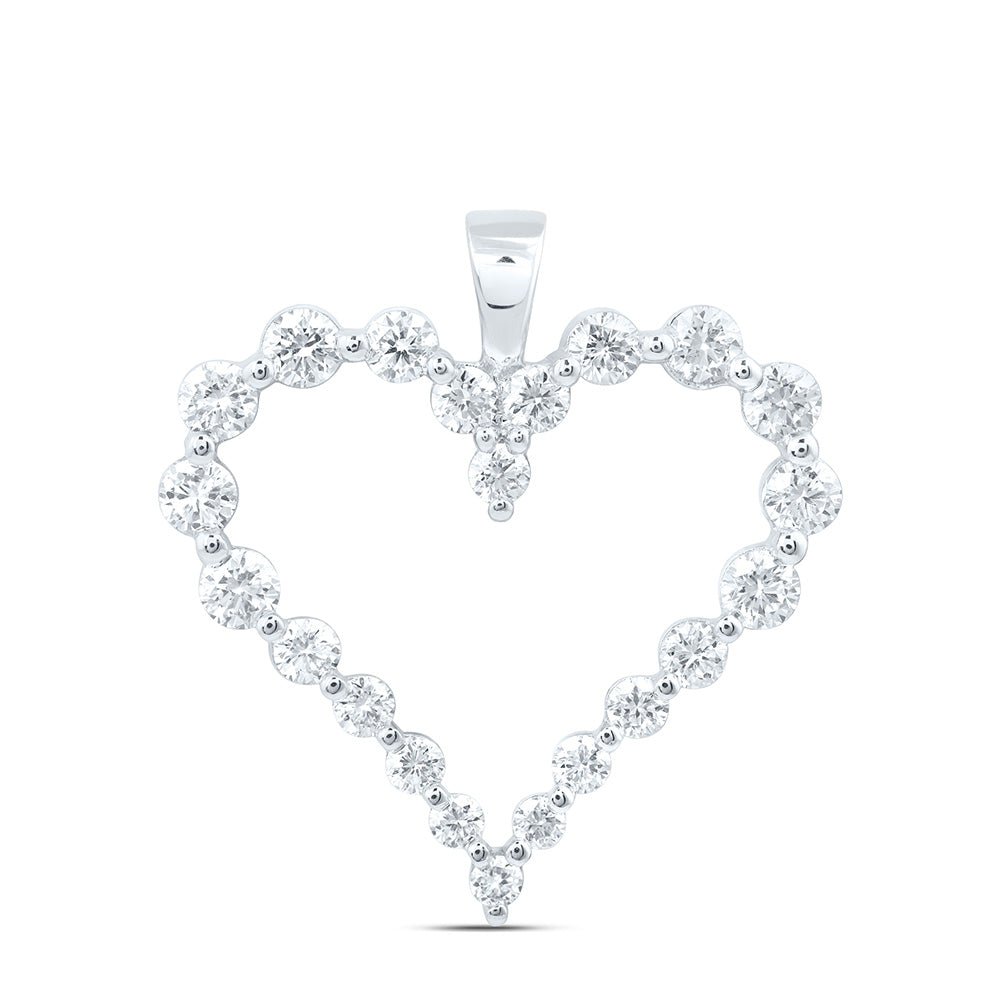 14k White Gold 1 CTW Lab Grown Diamond Fashion Heart Pendant