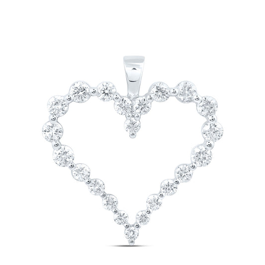 14k White Gold 1 CTW Lab Grown Diamond Fashion Heart Pendant