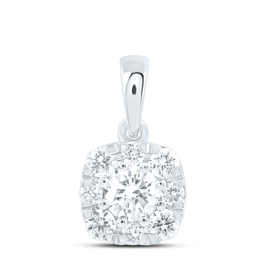 14k White Gold 0.5 CTW Lab Grown Diamond Fashion Cushion Pendant