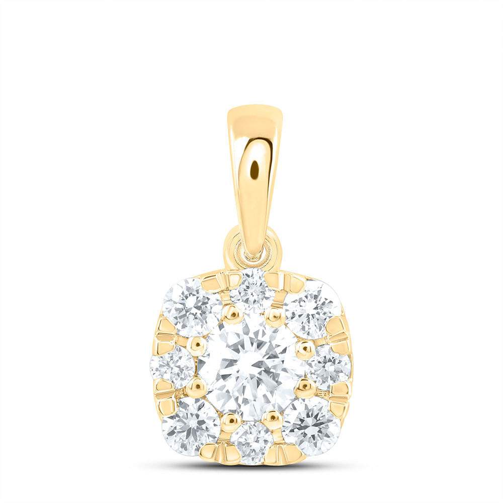 14k Yellow Gold 0.5 CTW Lab Grown Diamond Fashion Cushion Pendant