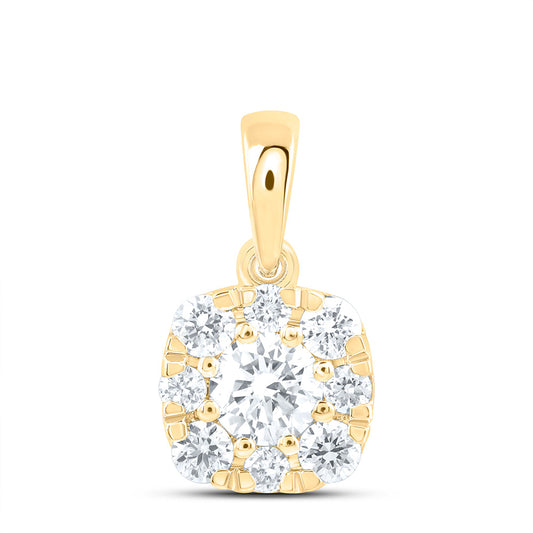 14k Yellow Gold 0.5 CTW Lab Grown Diamond Fashion Cushion Pendant