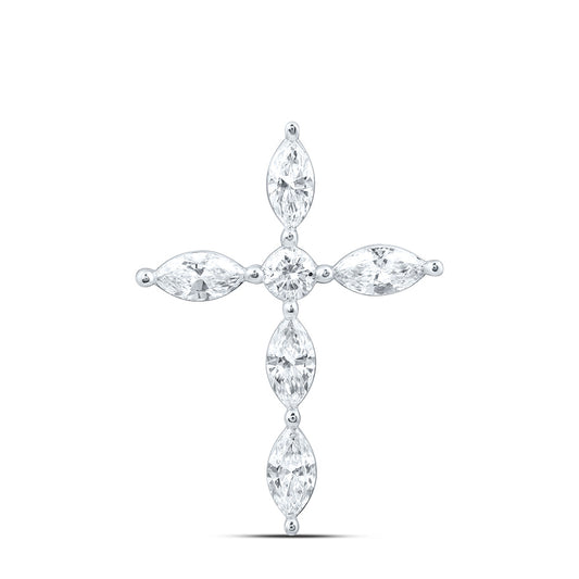 14k White Gold 1 CTW Lab Grown Diamond Fashion Cross Pendant