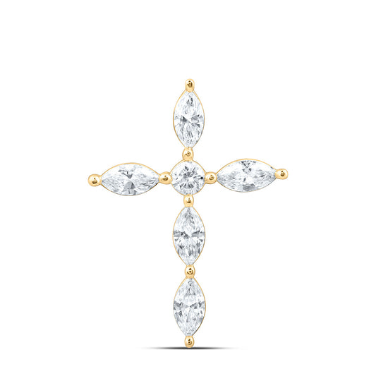 14k Yellow Gold 1 CTW Lab Grown Diamond Fashion Cross Pendant