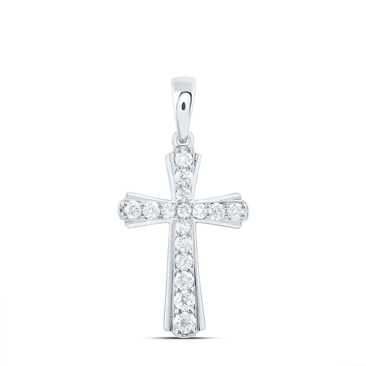 14k White Gold 1 CTW Lab Grown Diamond Fashion Cross Pendant