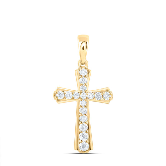 14k Yellow Gold 1 CTW Lab Grown Diamond Fashion Cross Pendant