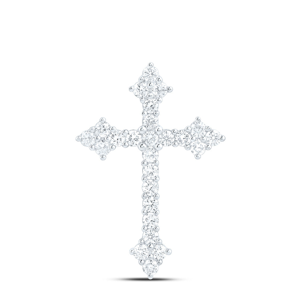 14k White Gold 1 CTW Lab Grown Diamond Fashion Cross Pendant