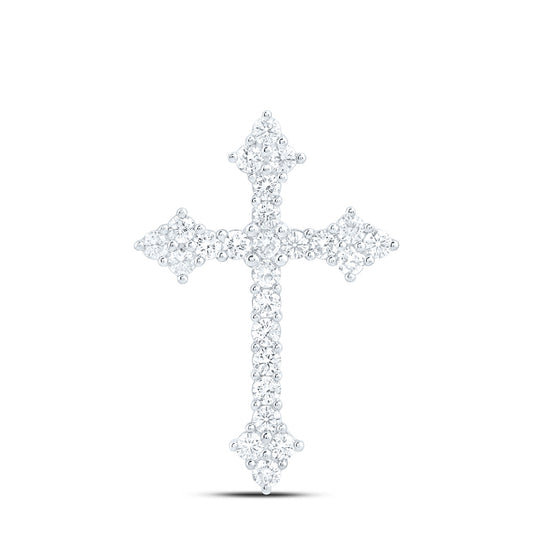 14k White Gold 1 CTW Lab Grown Diamond Fashion Cross Pendant