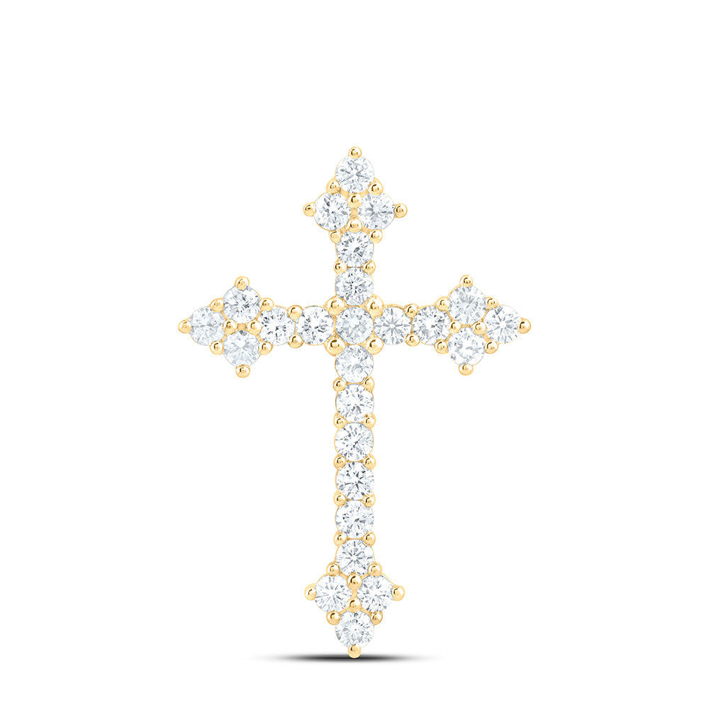 14k Yellow Gold 1 CTW Lab Grown Diamond Fashion Cross Pendant