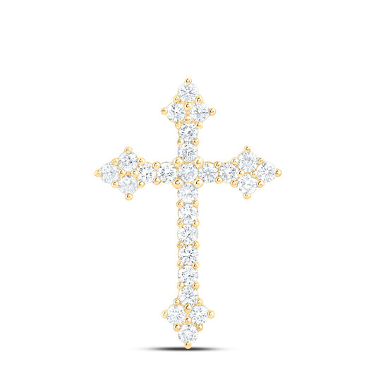 14k Yellow Gold 1 CTW Lab Grown Diamond Fashion Cross Pendant