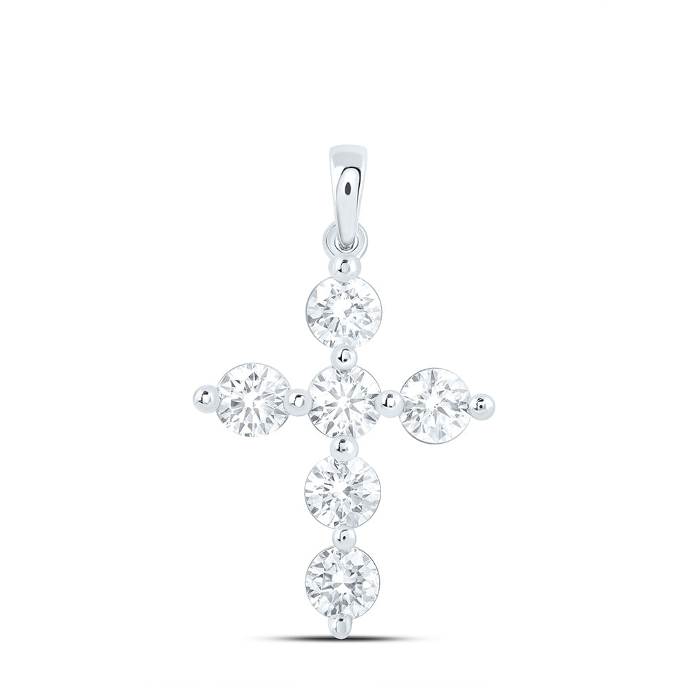 14k White Gold 1 CTW Lab Grown Diamond Fashion Cross Pendant