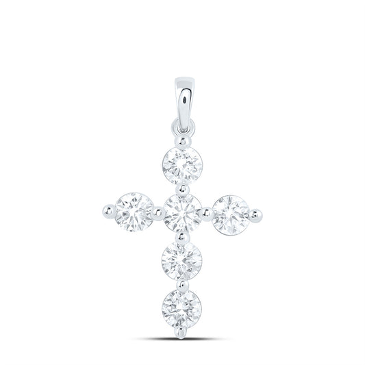 14k White Gold 1 CTW Lab Grown Diamond Fashion Cross Pendant