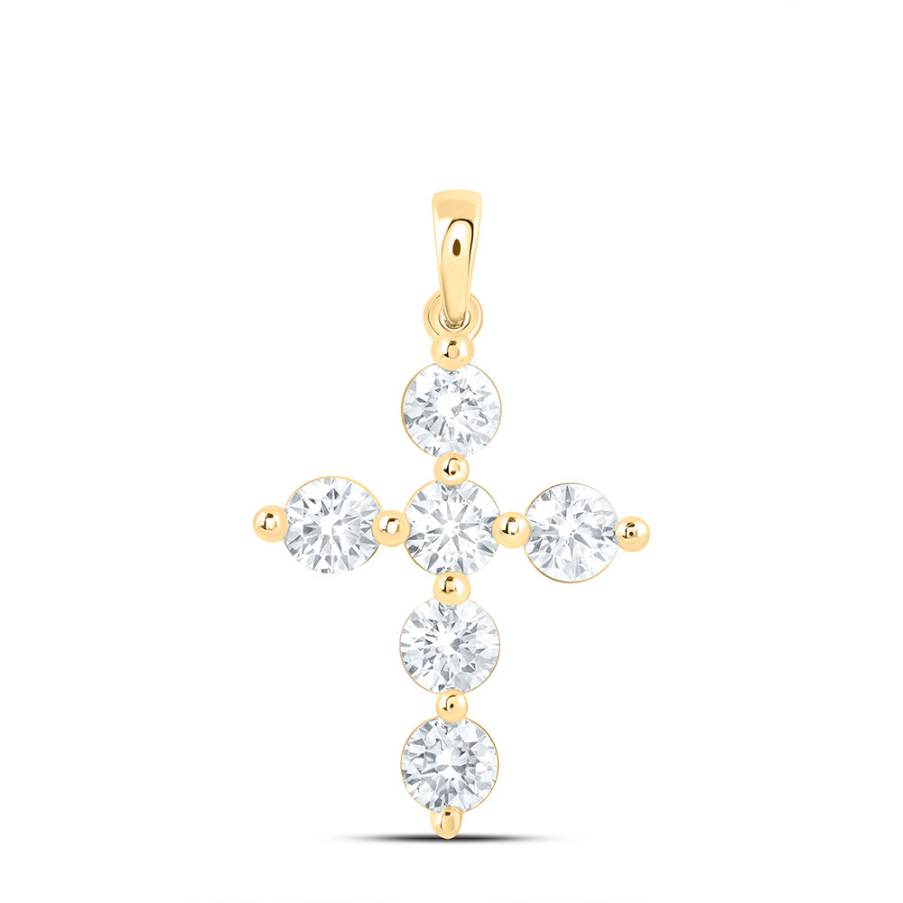 14k Yellow Gold 1 CTW Lab Grown Diamond Fashion Cross Pendant