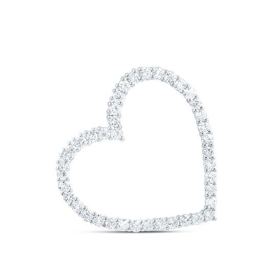 14k White Gold 1 CTW Lab Grown Diamond Fashion Heart Pendant