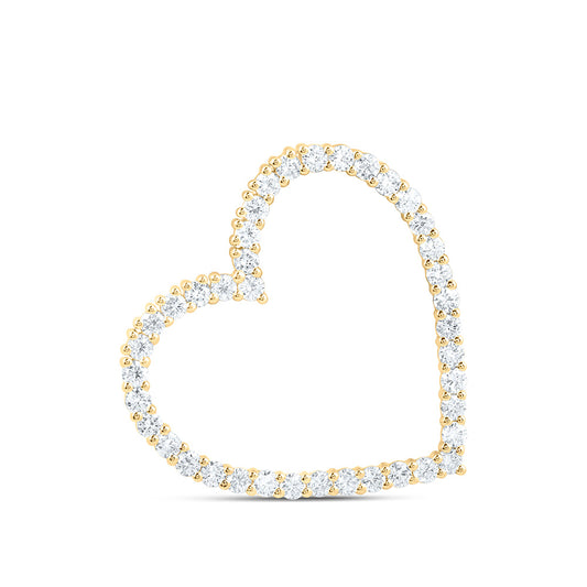 14k Yellow Gold 1 CTW Lab Grown Diamond Fashion Heart Pendant
