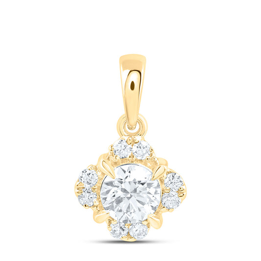 14k Yellow Gold 0.5 CTW Lab Grown Diamond Fashion Clover Pendant