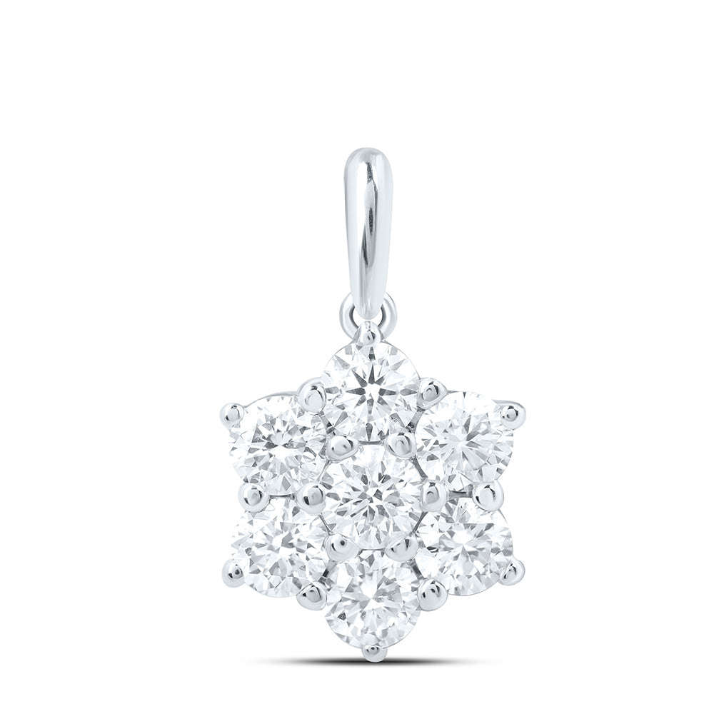 14k White Gold 1 CTW Lab Grown Diamond Fashion Flower Pendant