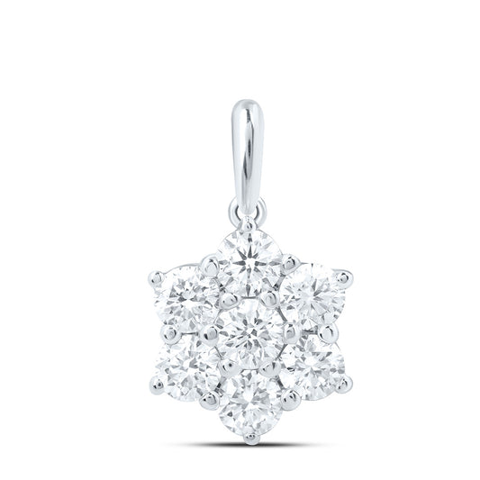14k White Gold 1 CTW Lab Grown Diamond Fashion Flower Pendant