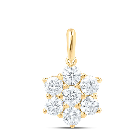 14k Yellow Gold 1 CTW Lab Grown Diamond Fashion Flower Pendant