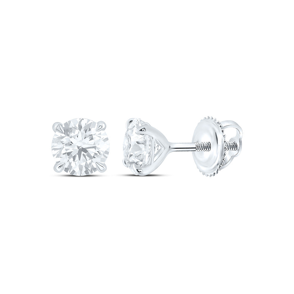 14k White Gold 1 CTW Lab Grown Diamond Fashion Round Stud Earrings